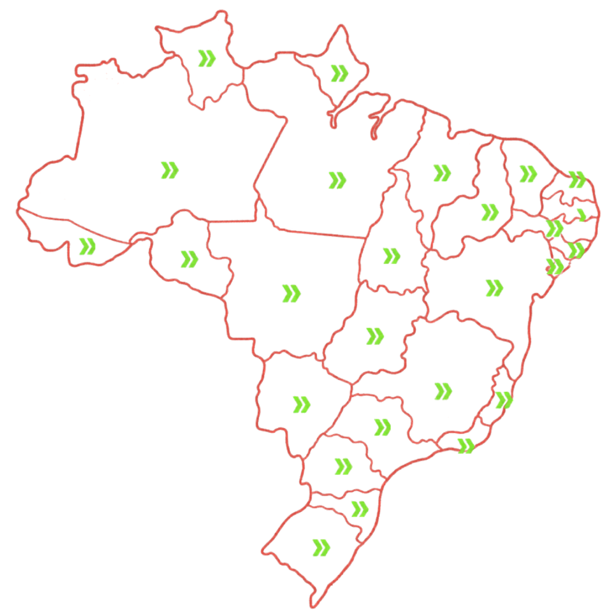 Mapa do Brasil com restaurantes atendidos pela Movendo